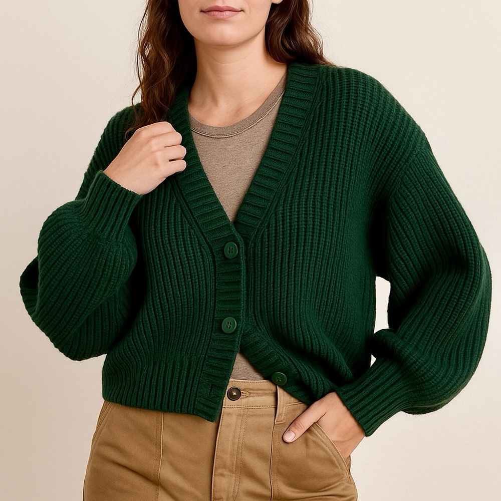 Urban Outfitters Dark Green Chunky Cardigan Sweater